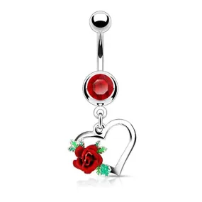 1-Gem/Heart w/Flower WildKlass Navel Ring