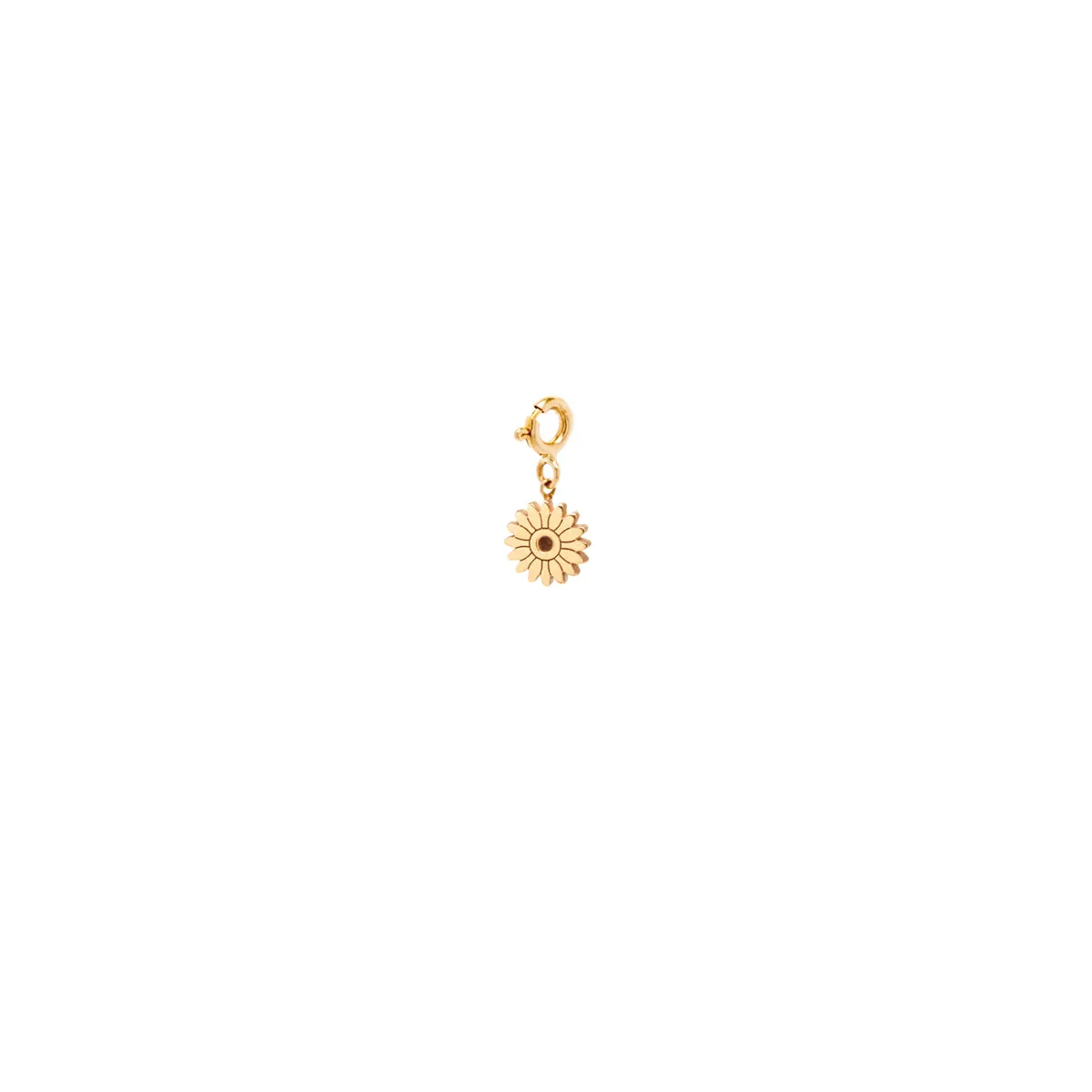 14k midi bitty flower charm pendant on spring ring