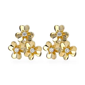 14K Yellow gold daisy flowers earrings-226056