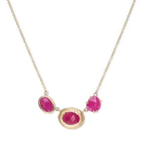 18K Triple Ruby Necklace