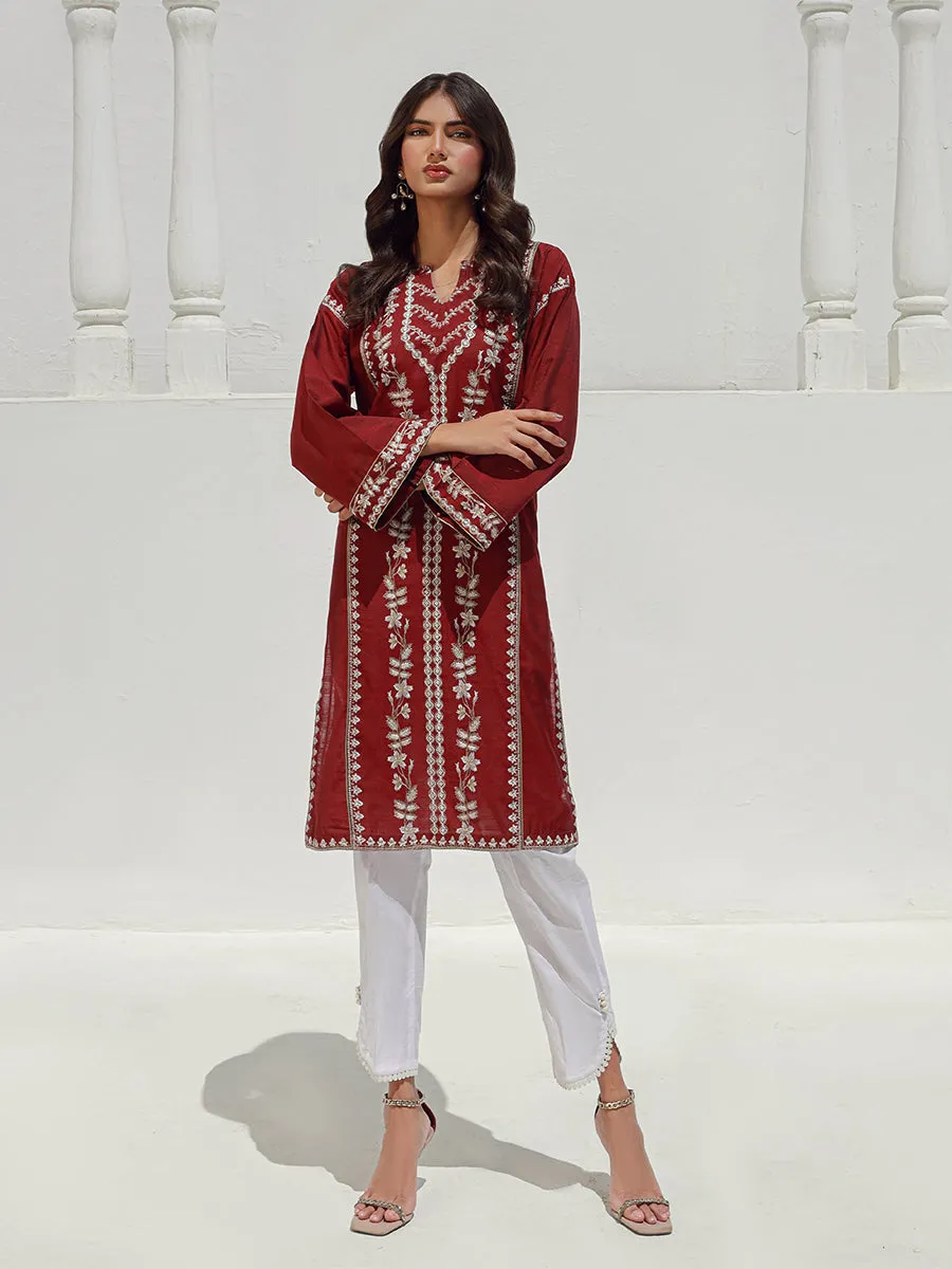 1pc - Stitched Basic Embroidered Slub Shirt