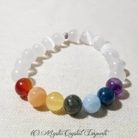 7 Chakra Crystal Healing Selenite Bracelet