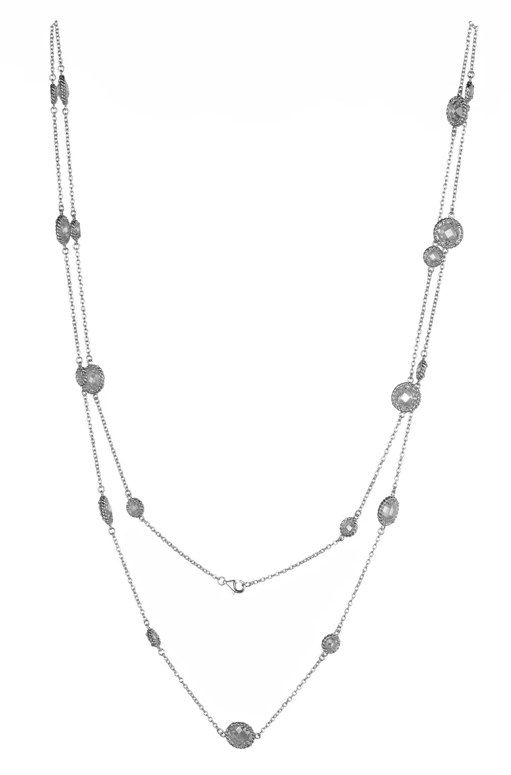 925 Silver CZ Long Necklace