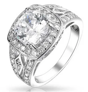 925 Silver CZ Wedding Bridal Engagement Ring