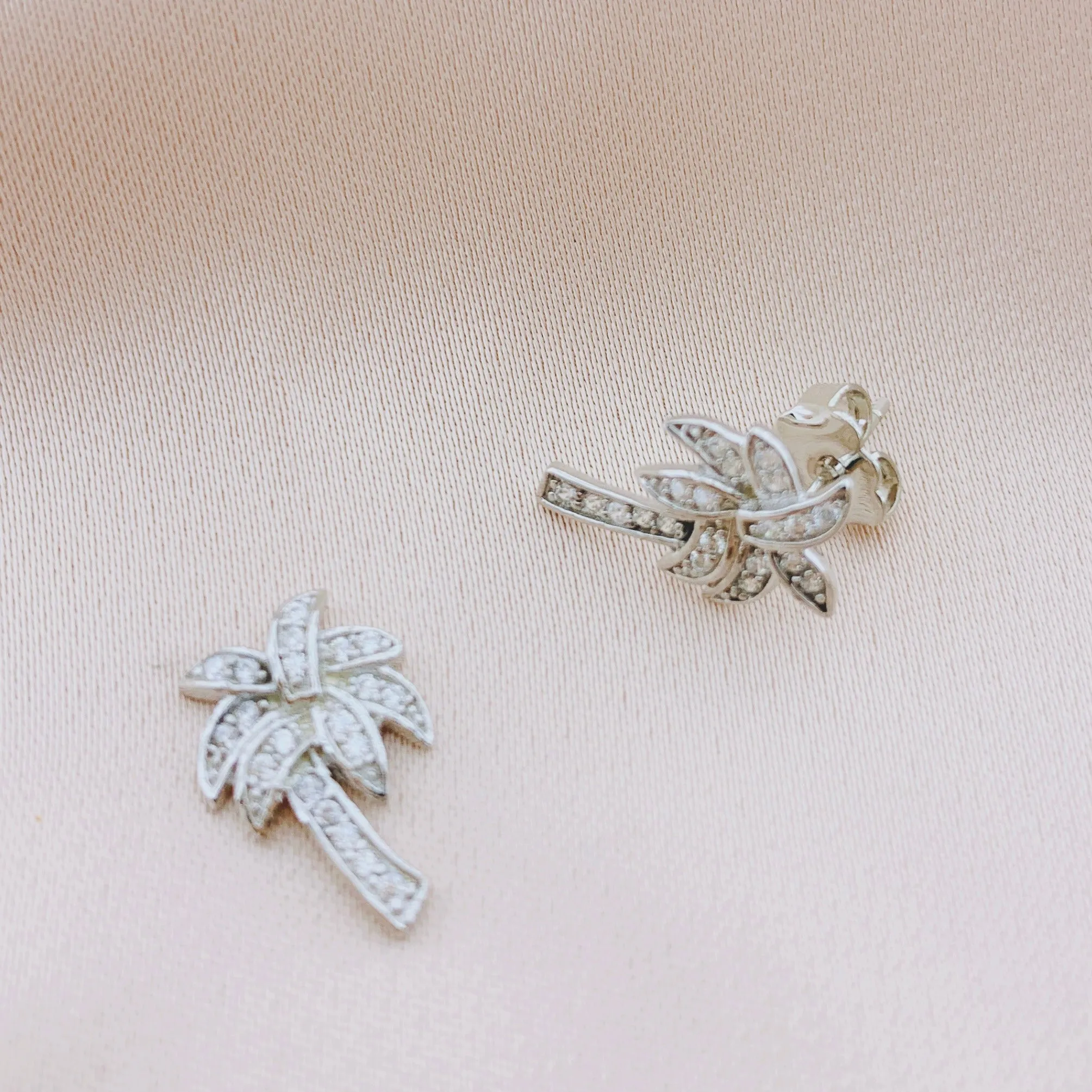 925 Silver Palm Tree CZ Stud Earring