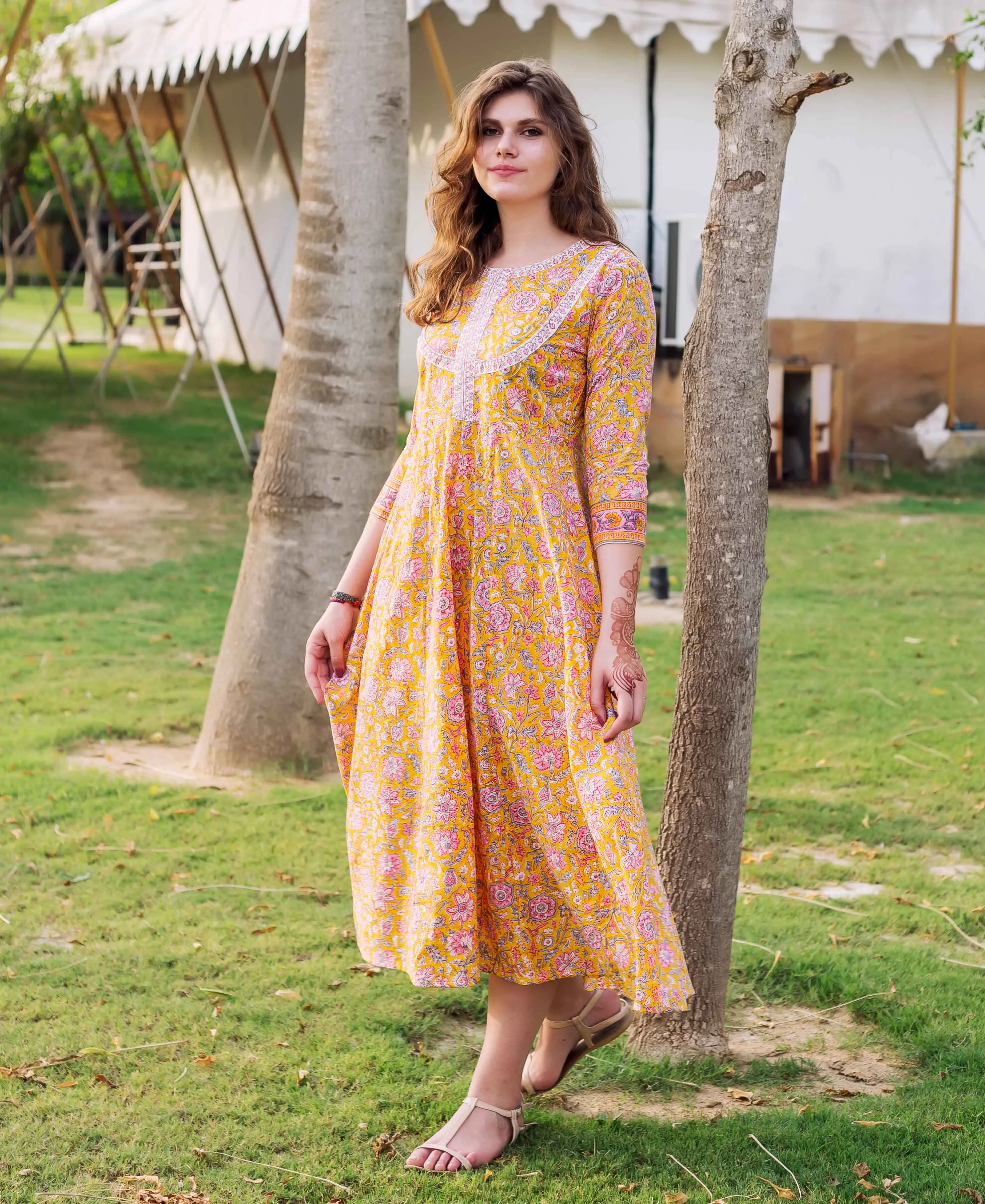 Aaira A-Cut Block Printed Kurta