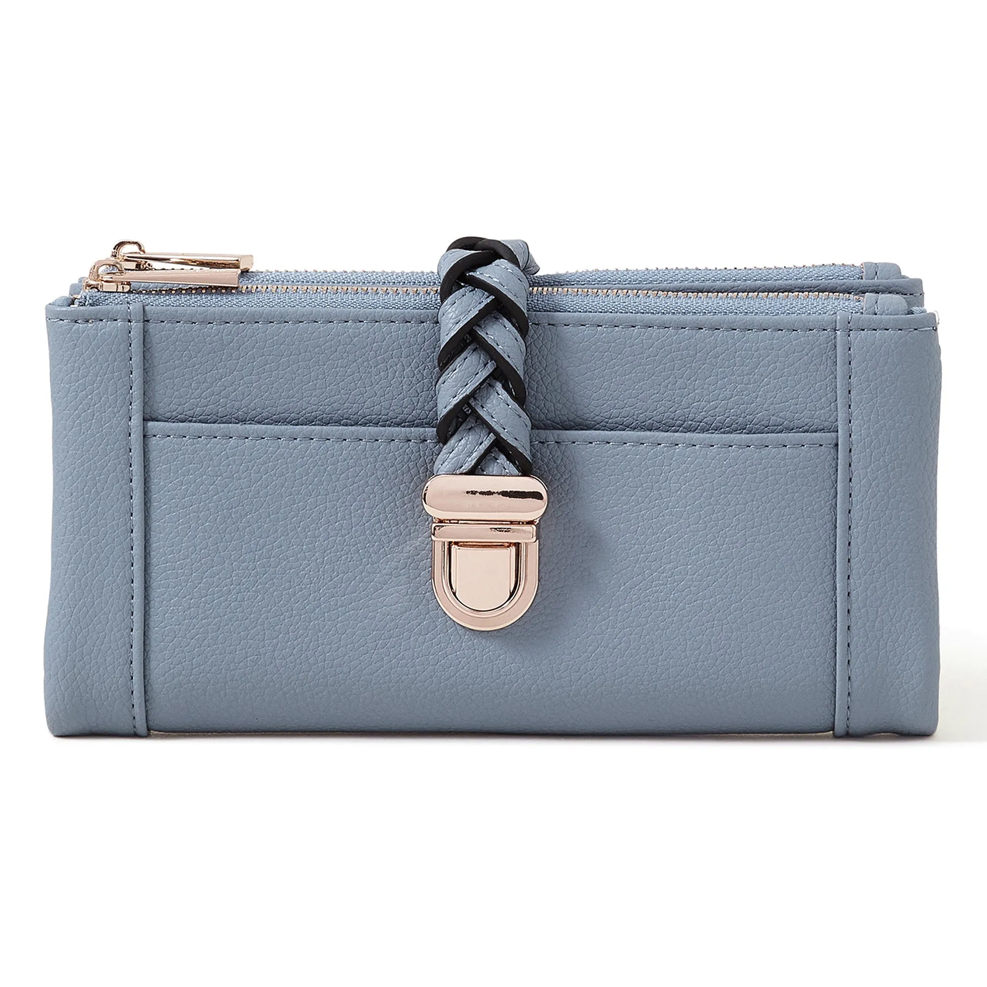 Accessorize London Women's Blue
 Plait Push Lock Wallet