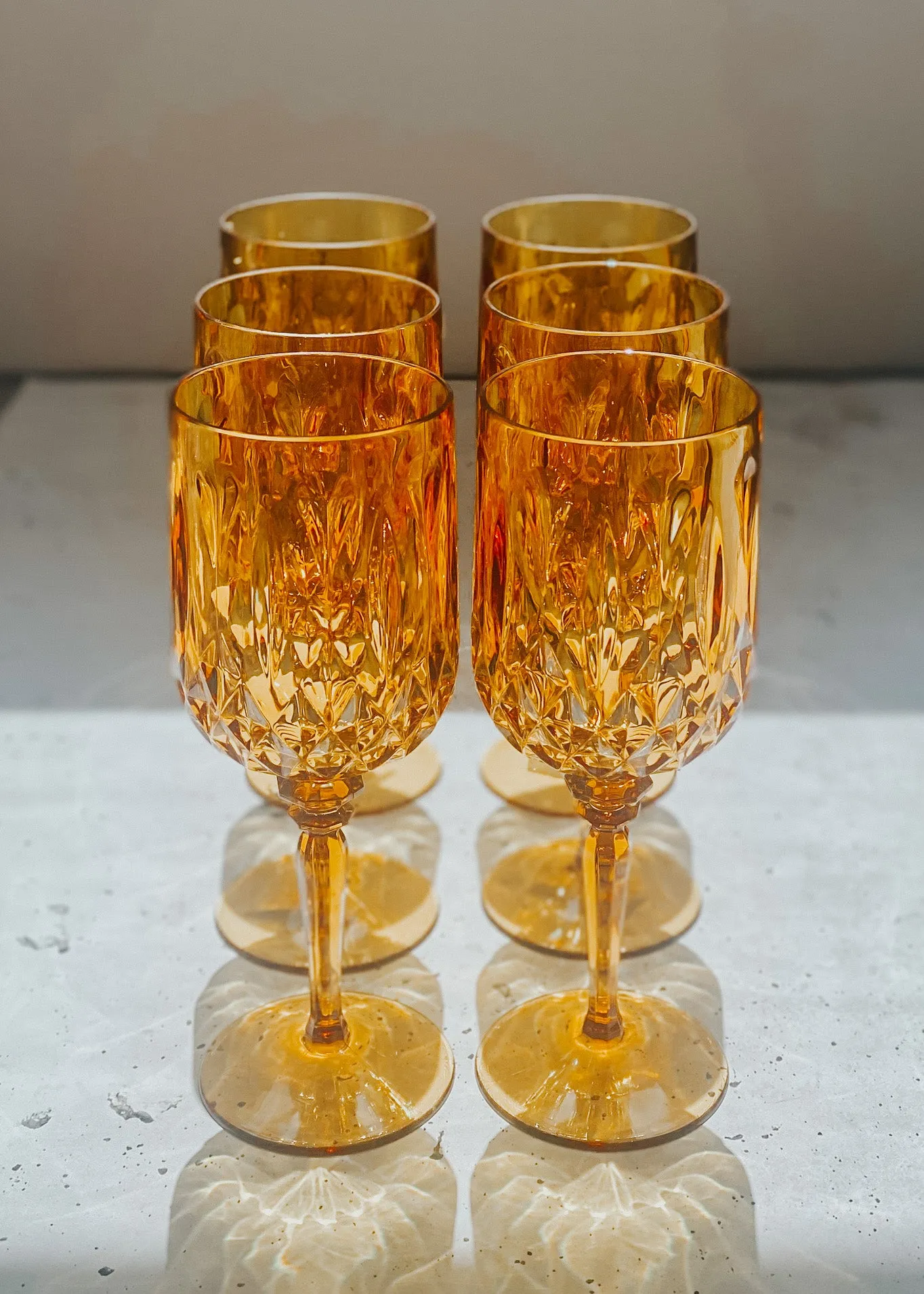 Acrylic Wine Glass Mustard - Set of 6