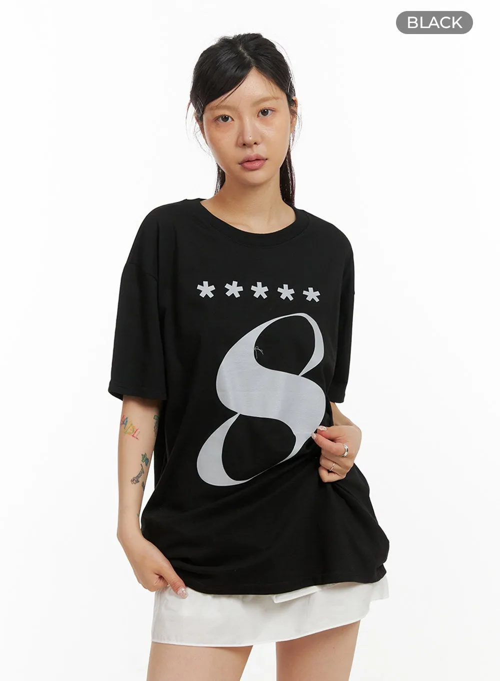 Acubi Oversized Graphic Top IY410