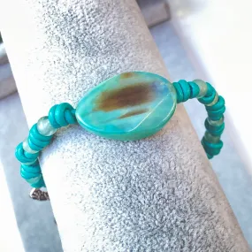 Agate and Fluorite gemstones on hand knotted Leather Bracelet