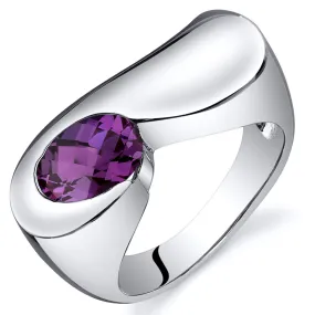 Alexandrite Oval Cut Sterling Silver Ring Size 5