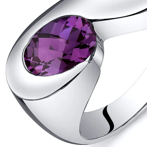 Alexandrite Oval Cut Sterling Silver Ring Size 5