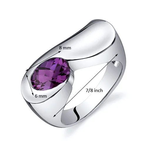 Alexandrite Oval Cut Sterling Silver Ring Size 5