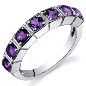 Amethyst Round Cut Sterling Silver Ring Size 6