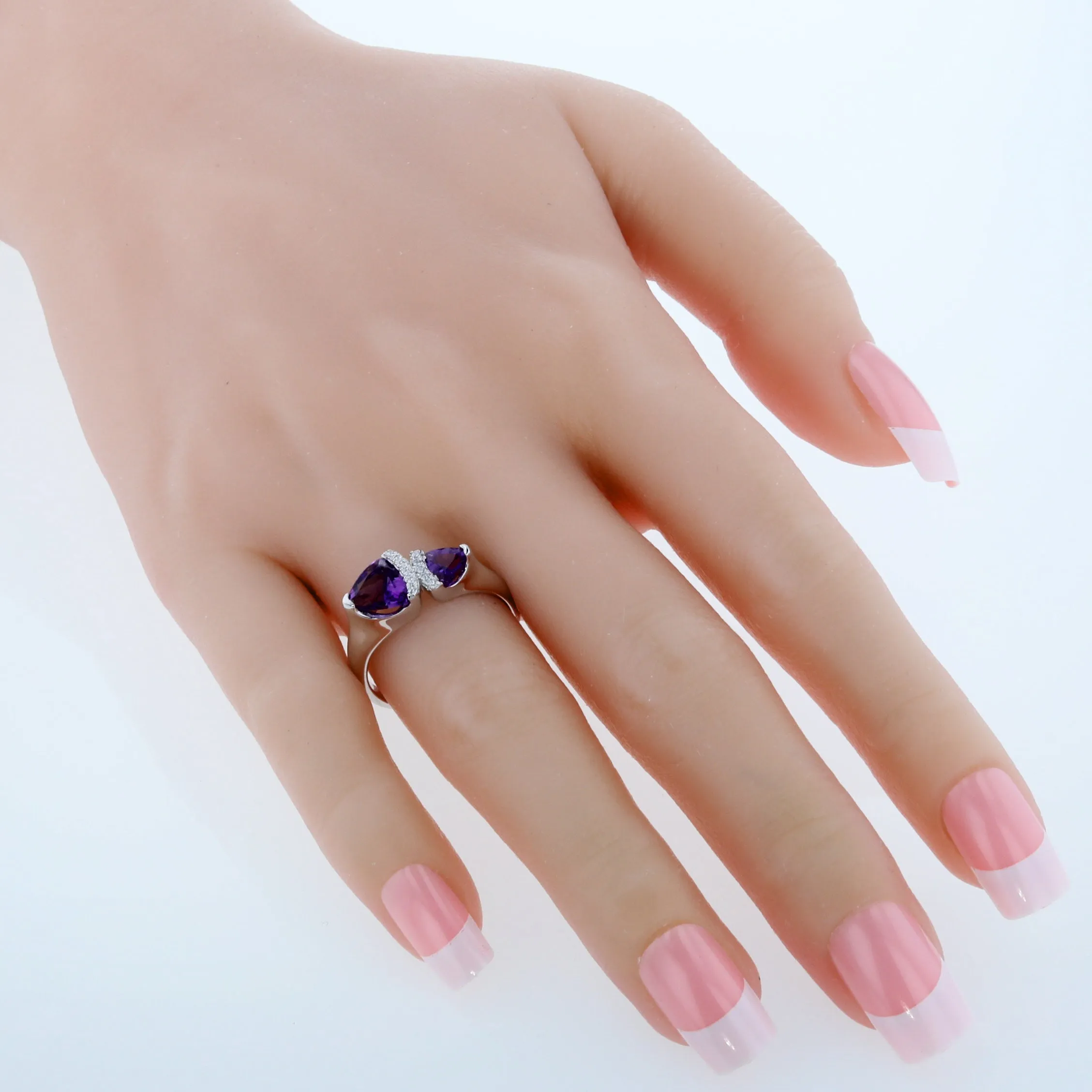 Amethyst Trillion Sterling Silver Ring Size 8