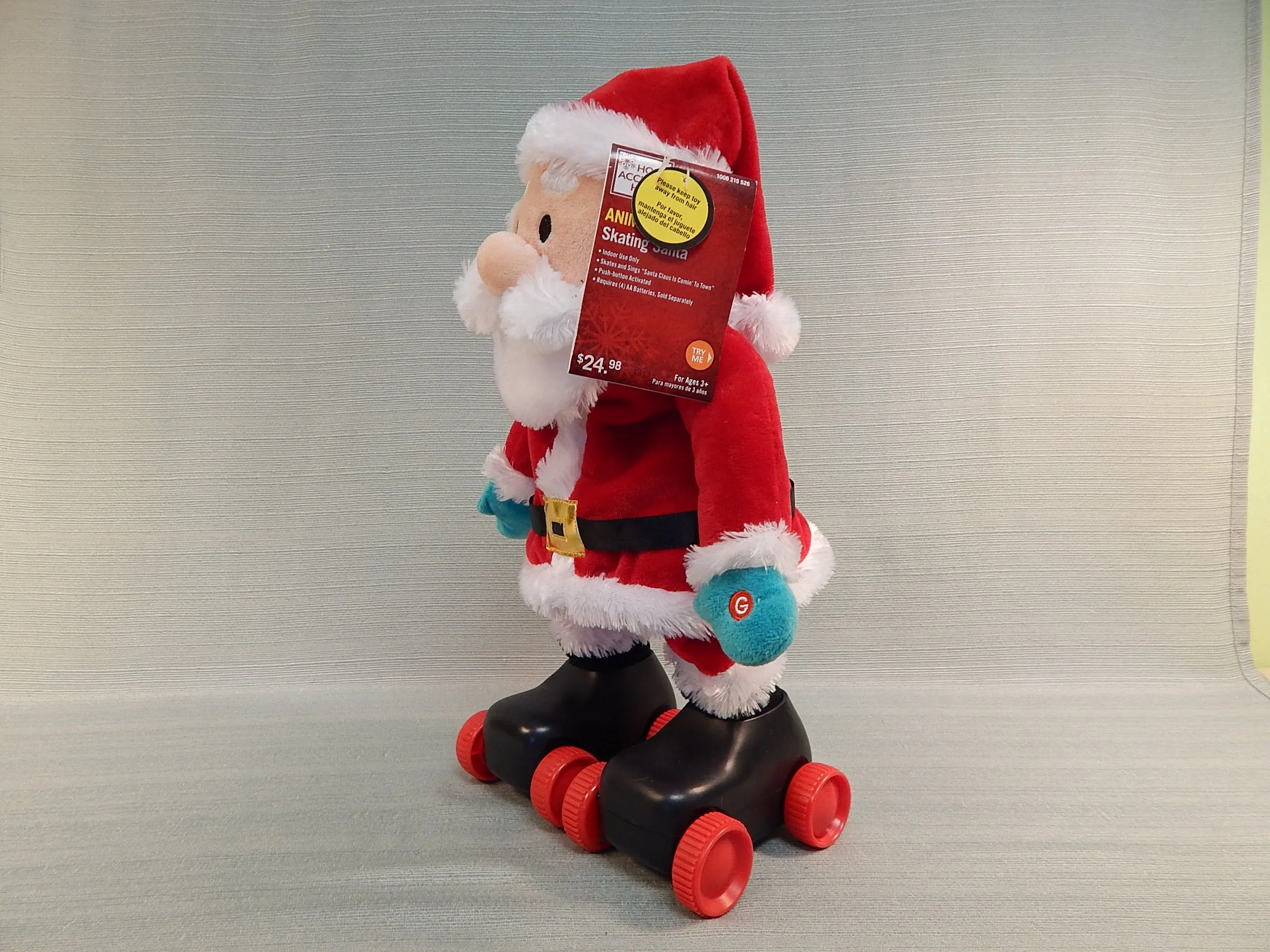 Animated Skating Santa Plush Christmas Doll - Like New!