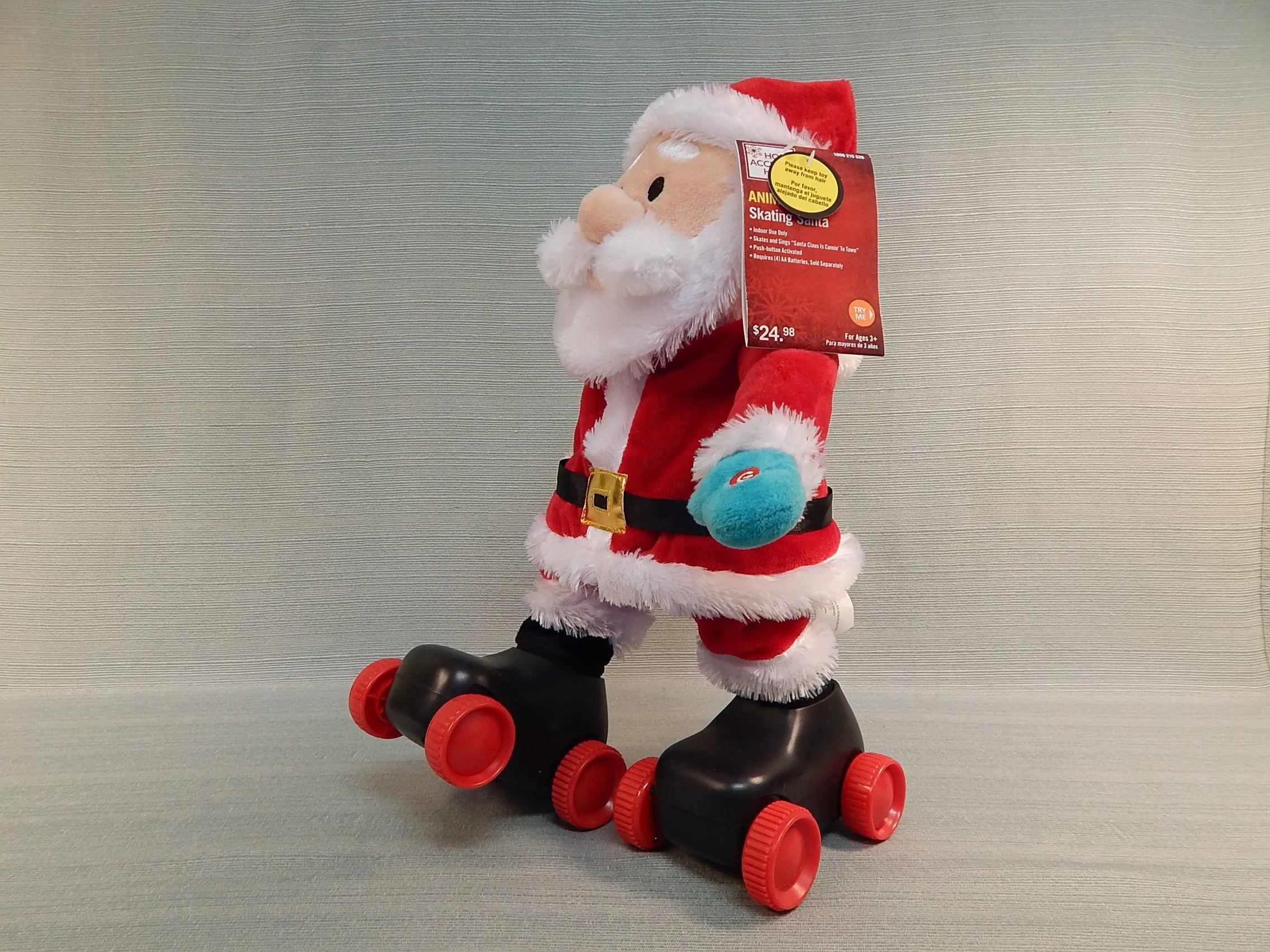 Animated Skating Santa Plush Christmas Doll - Like New!