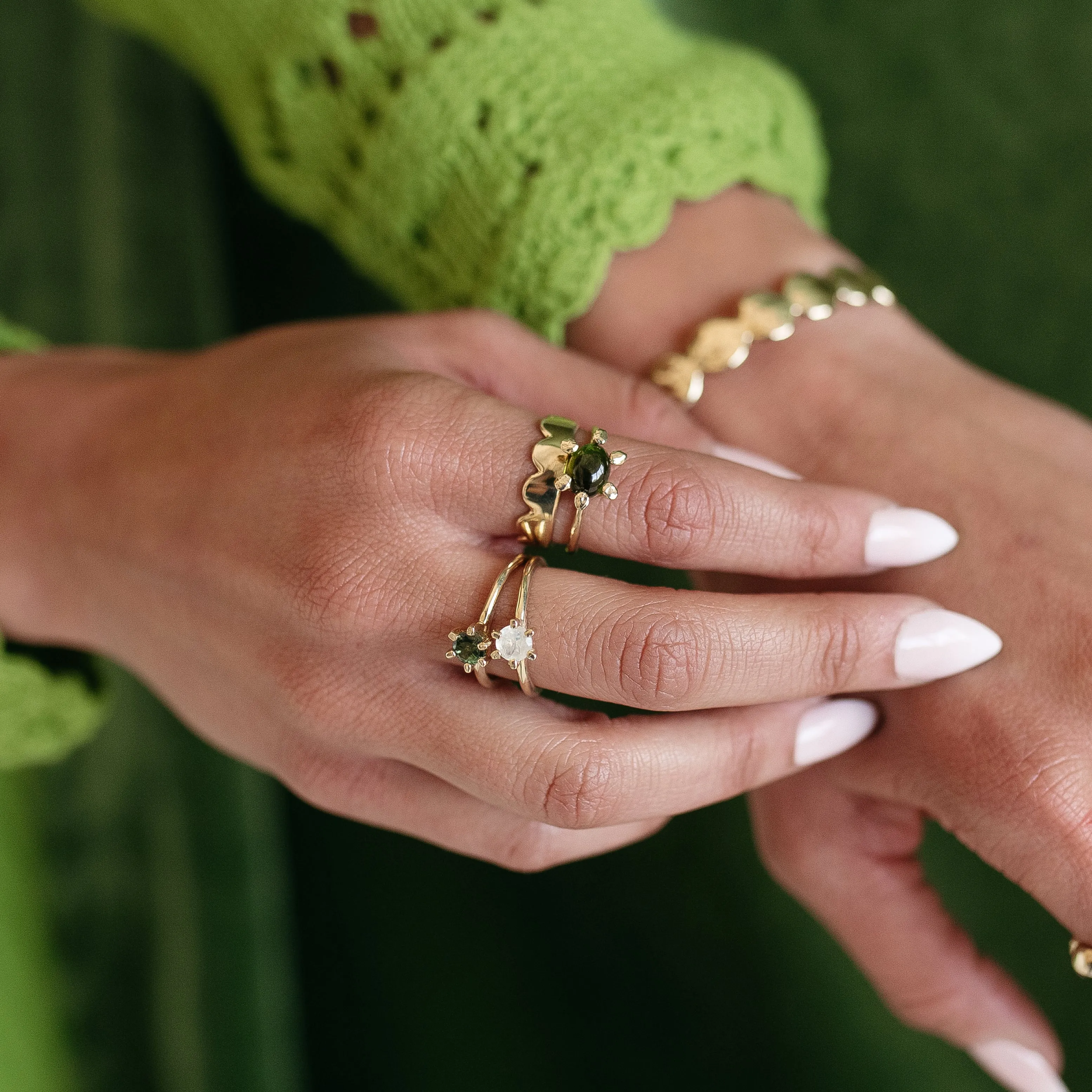 Aster Ring with Green Tourmaline