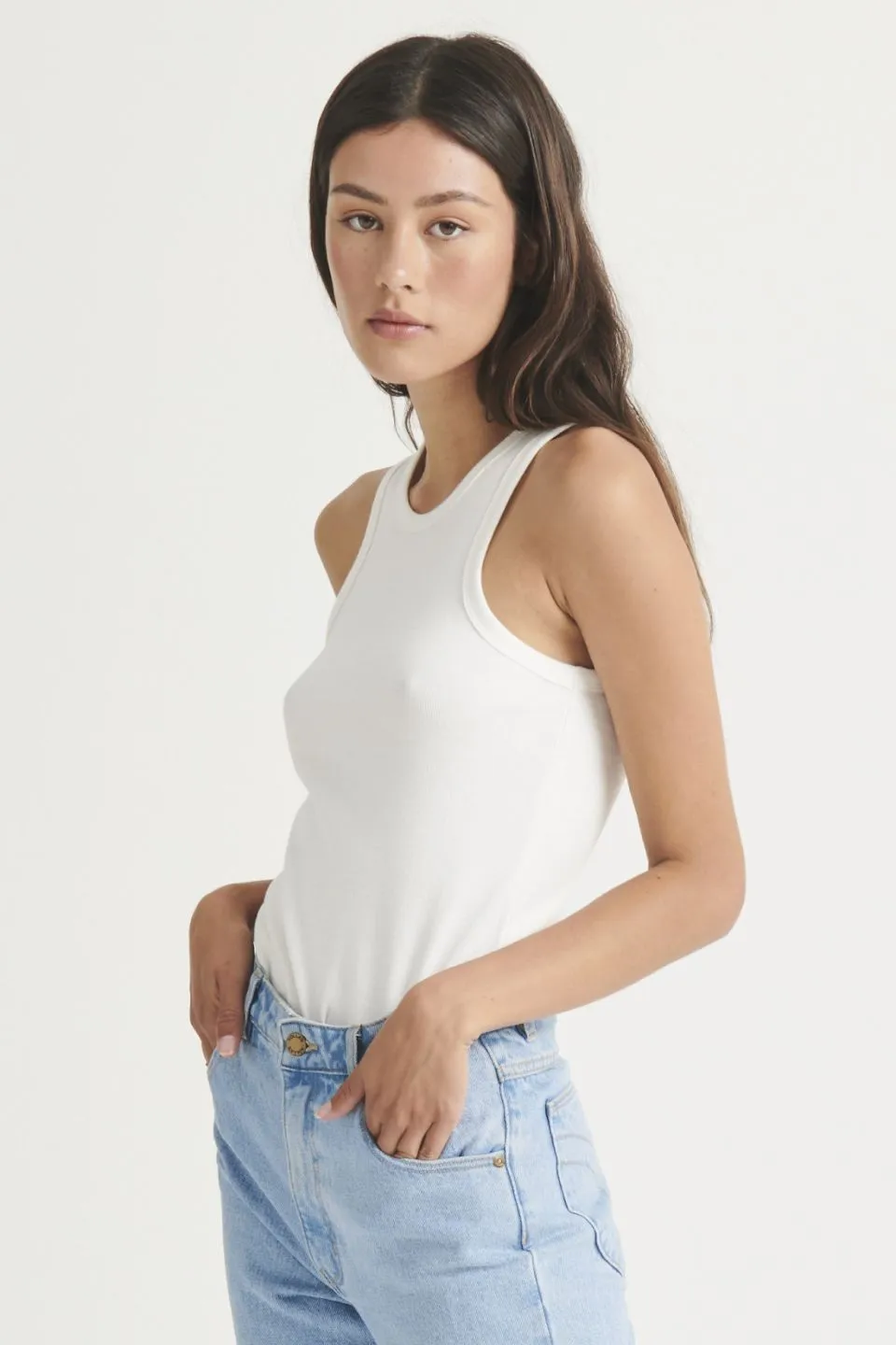 Baby White Marle Rib Tee