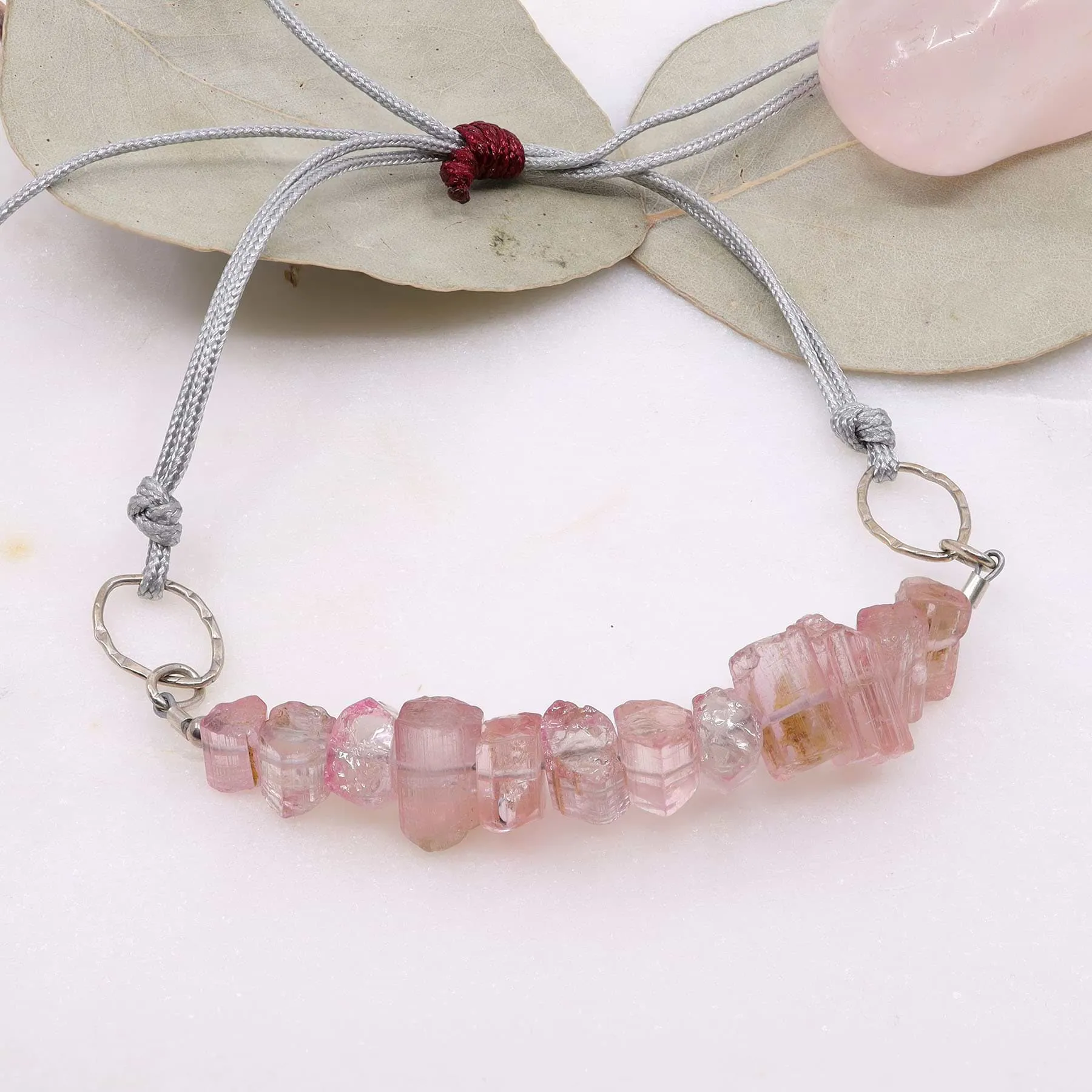 Balos Bay - Rare Pink Tourmaline Cord Bracelet