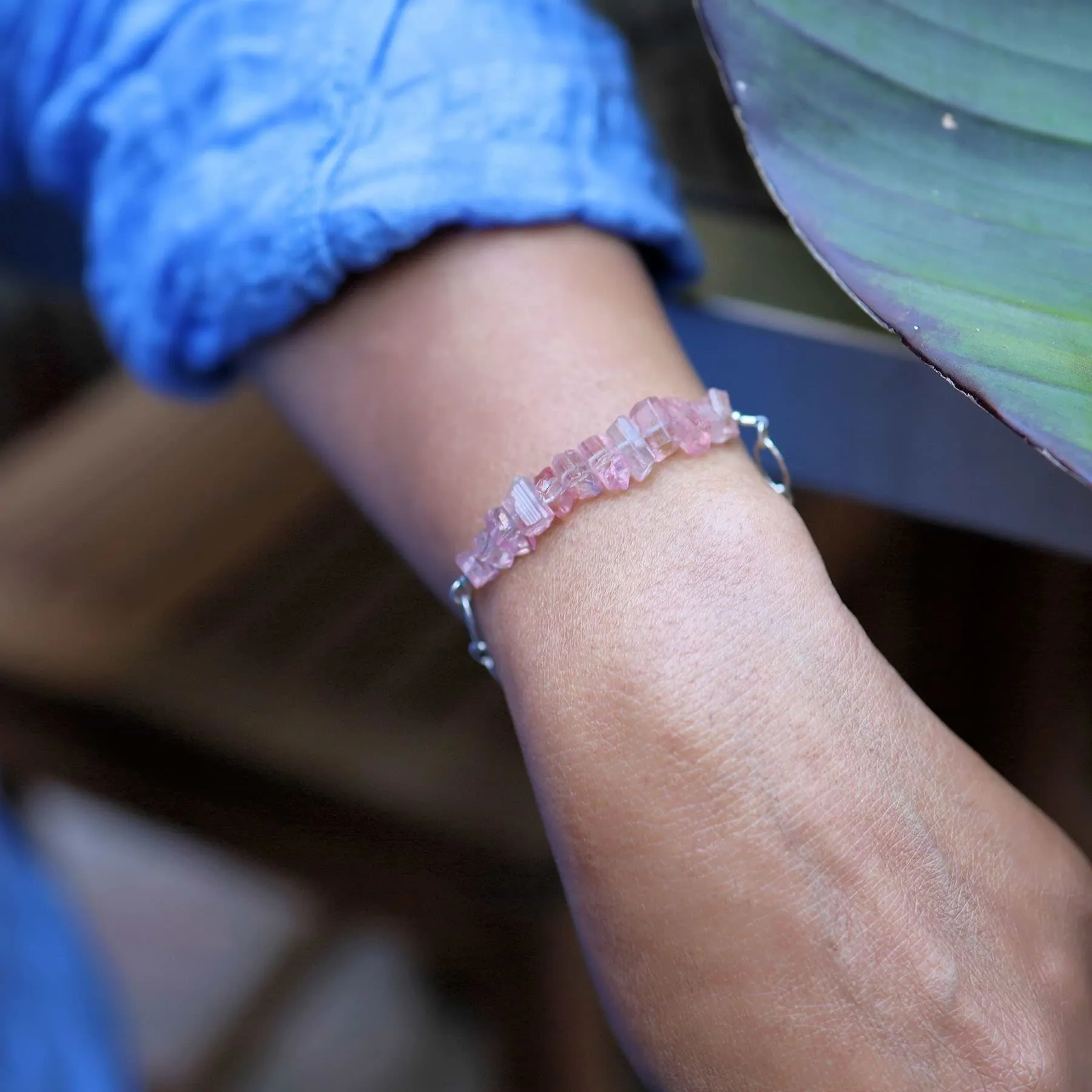 Balos Bay - Rare Pink Tourmaline Cord Bracelet