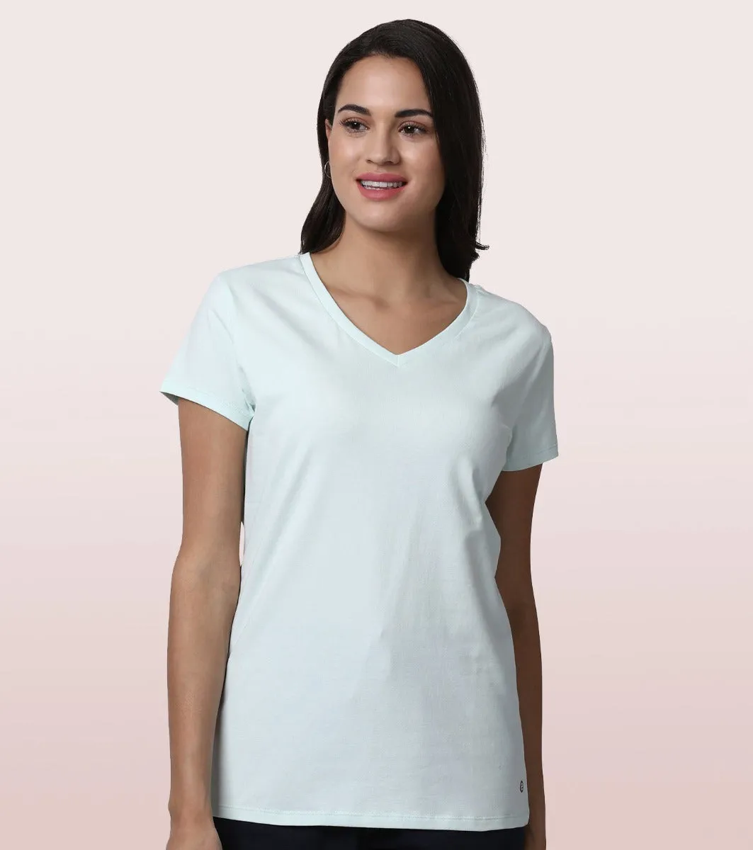 Basic ‘V’ Tee | Short Sleeve ‘V’ Neck Basic Stretch Cotton Tee