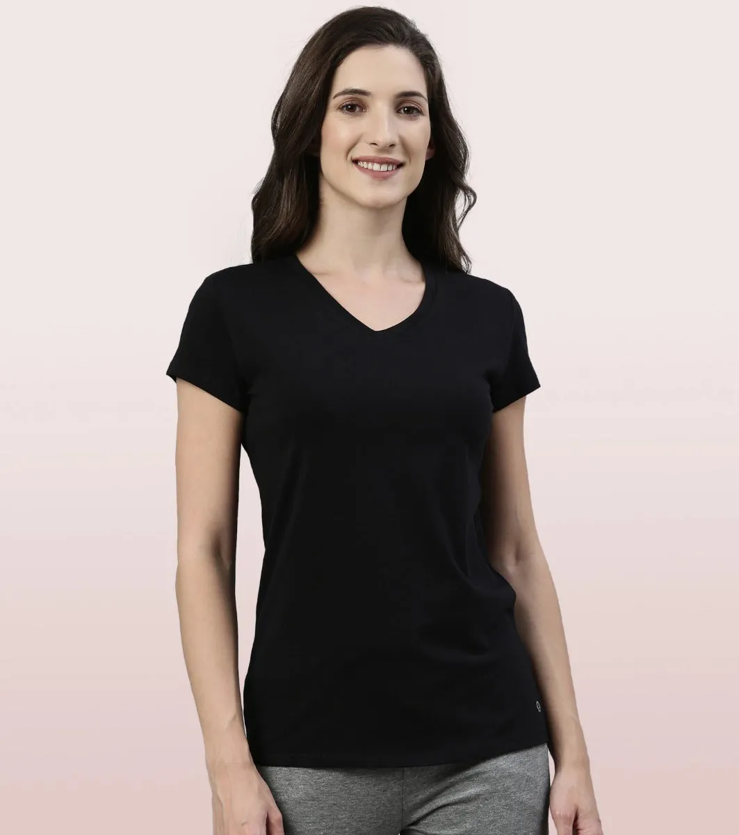 Basic ‘V’ Tee | Short Sleeve ‘V’ Neck Basic Stretch Cotton Tee