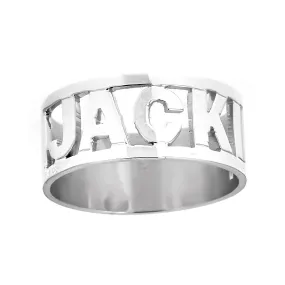 Better Jewelry Personalized .925 Sterling Silver Open Block Letter Name Ring, 3.5 grams, MADE IN USA