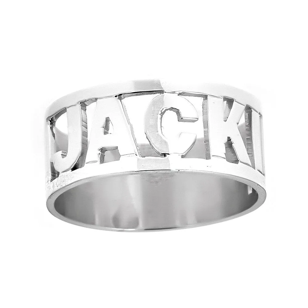 Better Jewelry Personalized .925 Sterling Silver Open Block Letter Name Ring, 3.5 grams, MADE IN USA