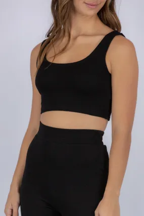 Black Lounge Knit Crop Tank Top