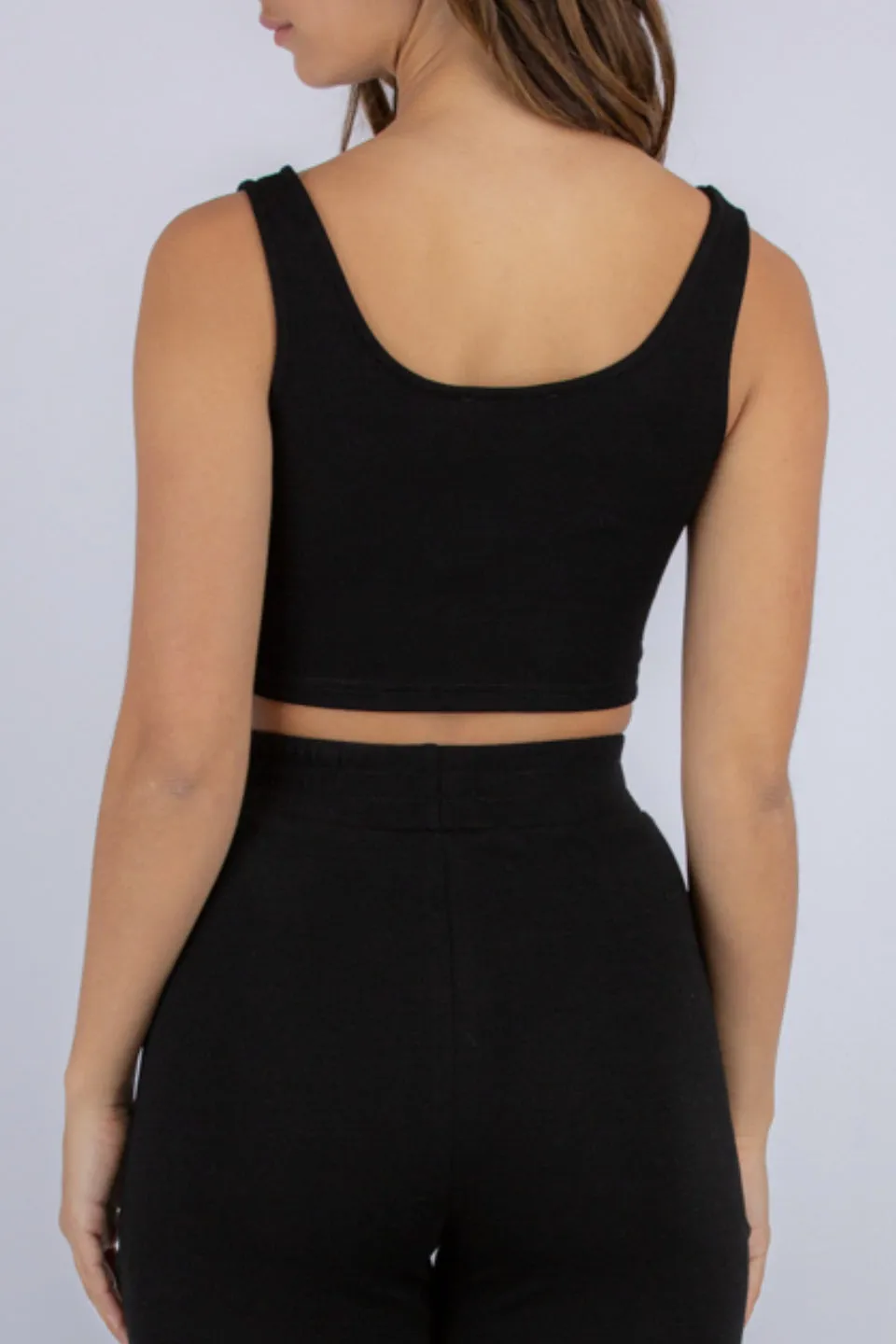 Black Lounge Knit Crop Tank Top