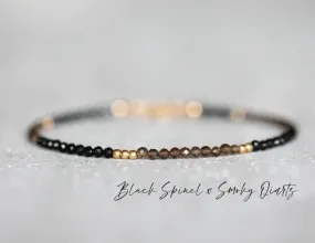 Black Spinel and Smoky Quartz Delicate Bracelet