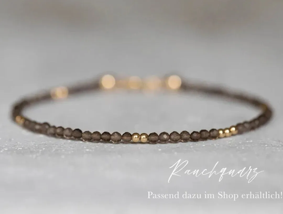 Black Spinel and Smoky Quartz Delicate Bracelet