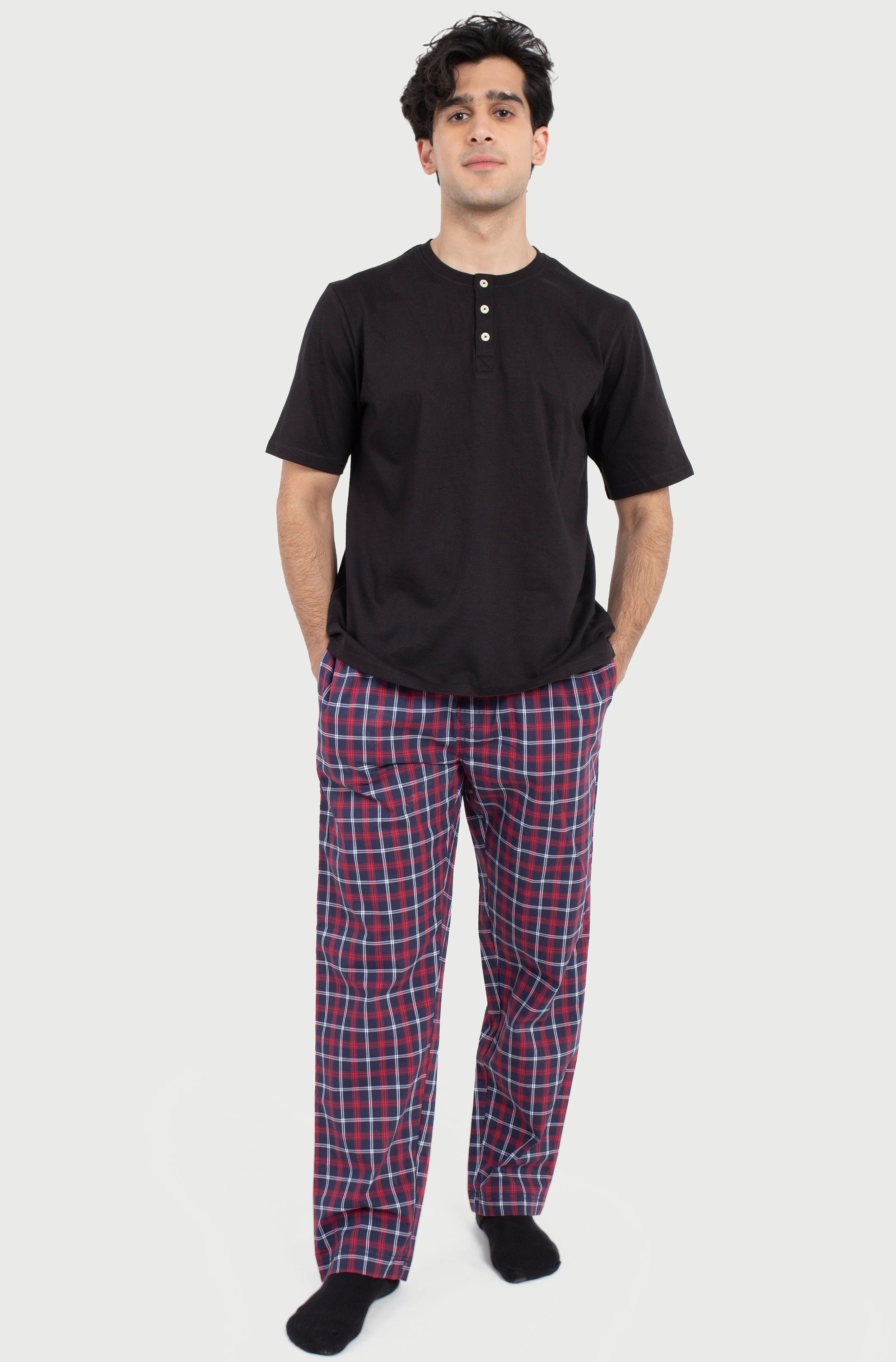 Black tee & Tartan Check PJ