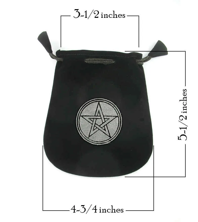 Black Velveteen Pentagram Bag Pouch With Drawstring