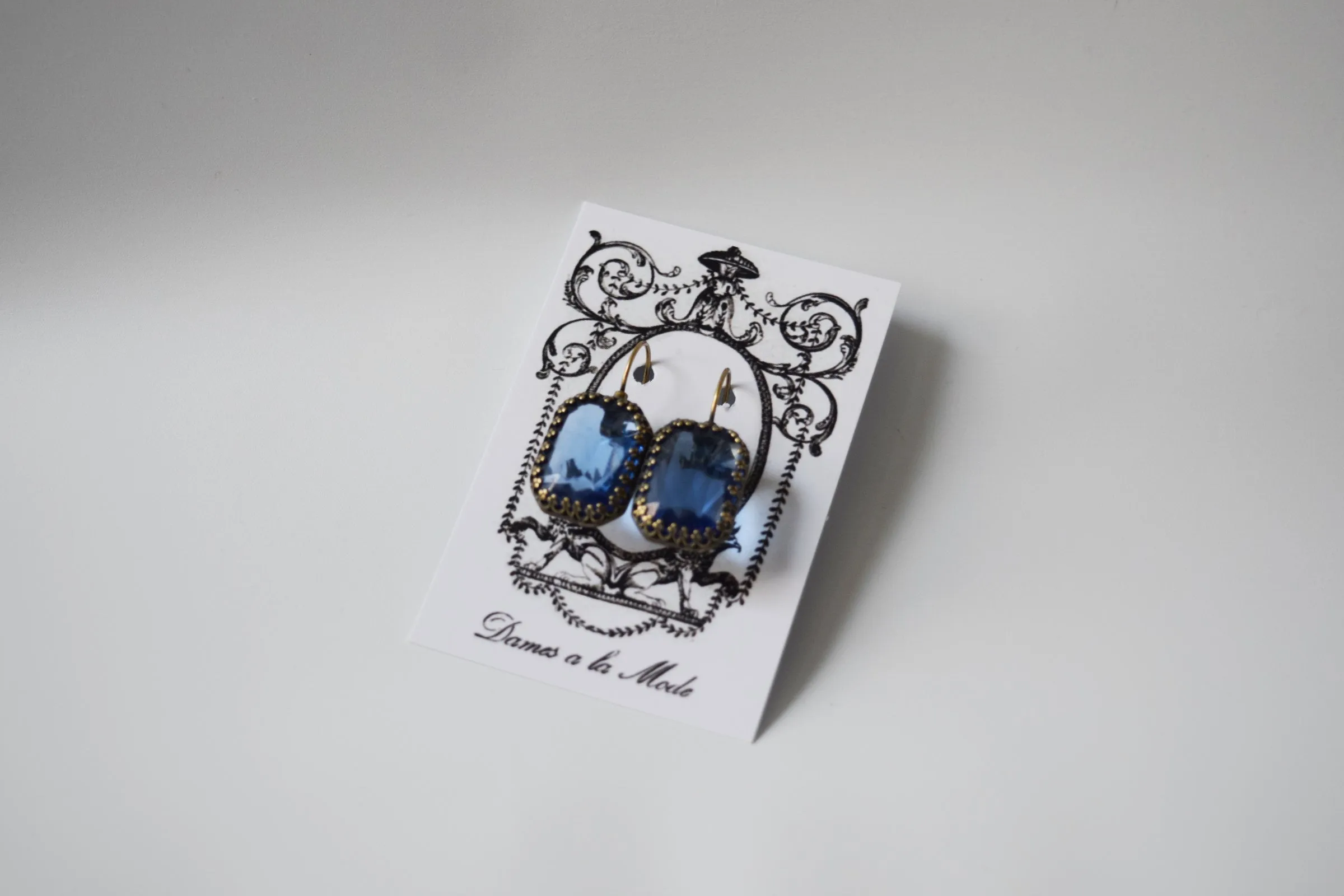 Blue Crystal Crown Earrings