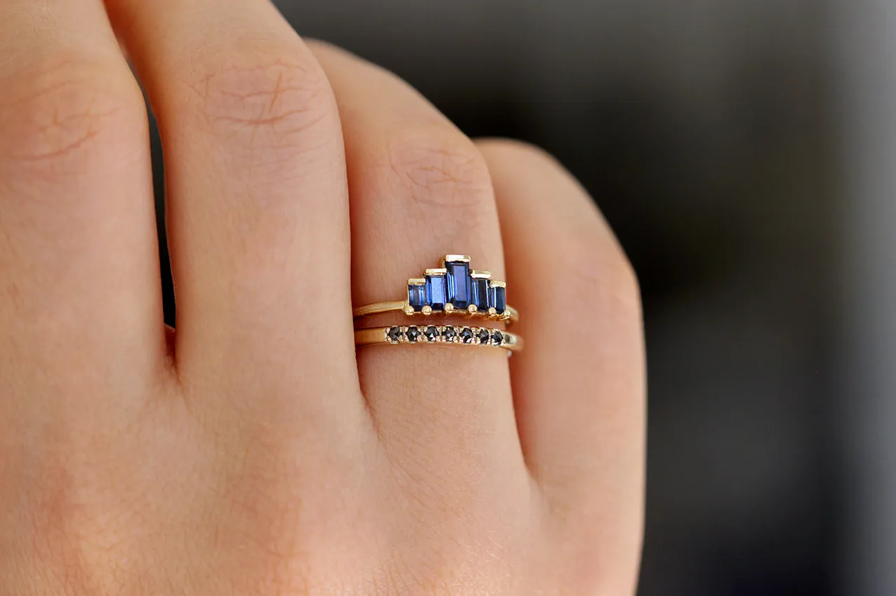 Blue Sapphires Baguette Cut Engagement Ring - Blue Sapphire Ring