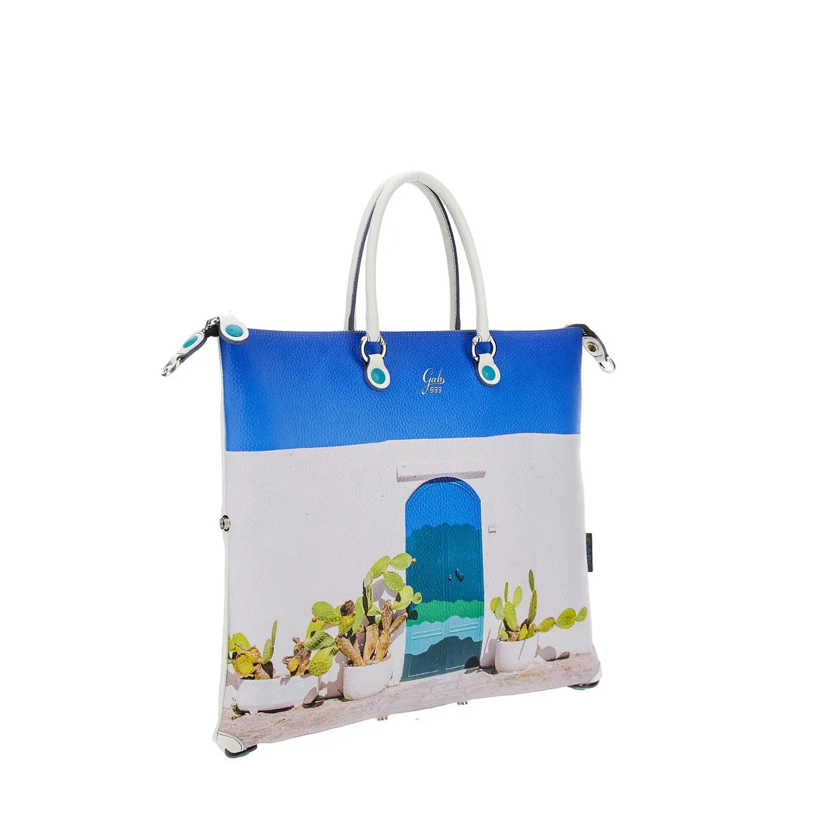 Borsa Donna a Mano con Tracolla GABS G3 PLUS Holiday in Pelle stampa Porta Blu Large