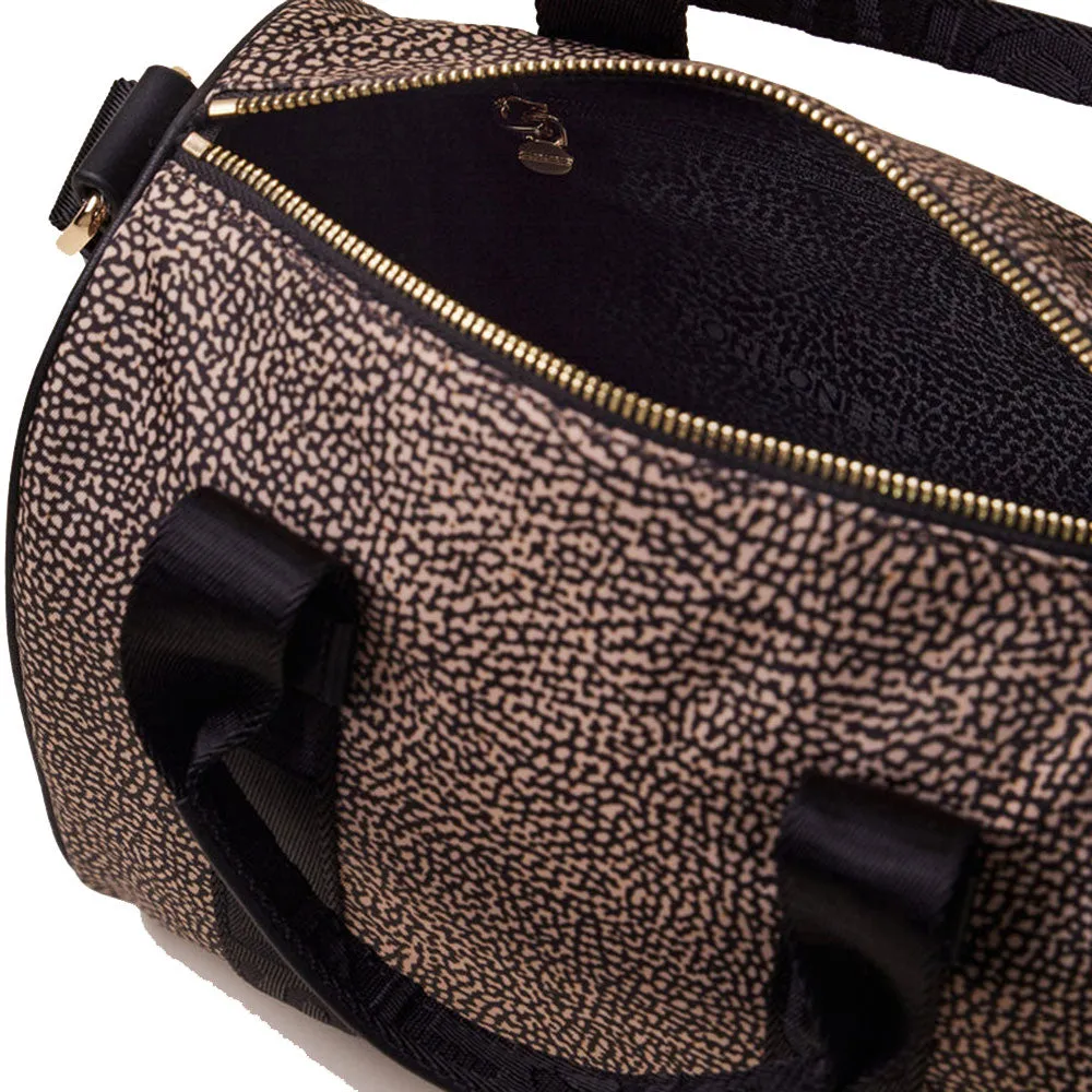 Borsa Donna Bauletto Small BORBONESE linea Eco Line in Nylon Op Naturale e Nero