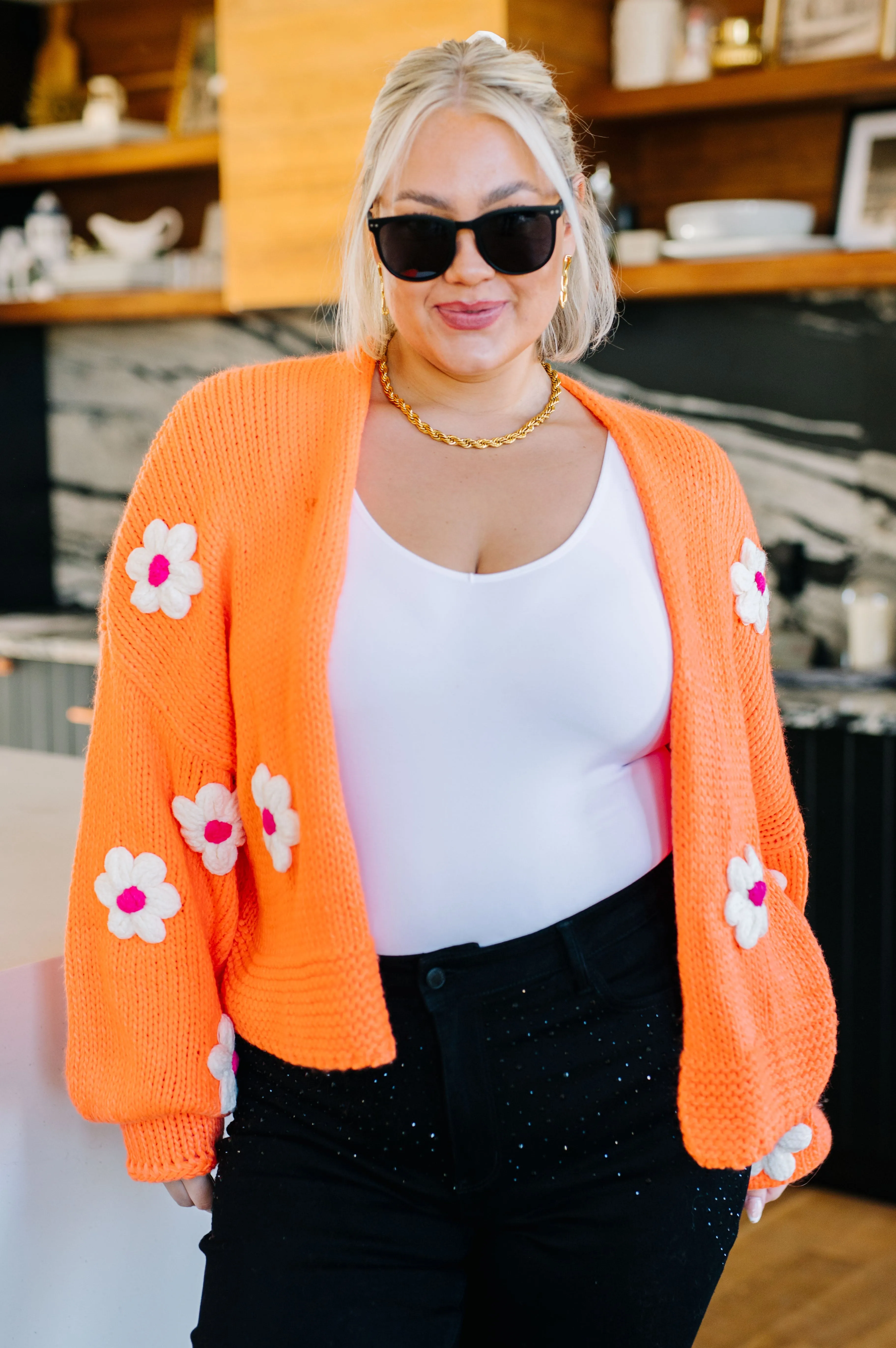 Bright Flower Child Floral Cardigan