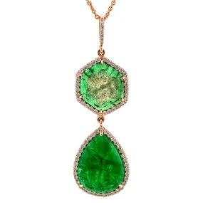 Carved Emerald & Diamond Pendant