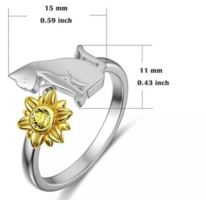 Cat-Sunflower Ring