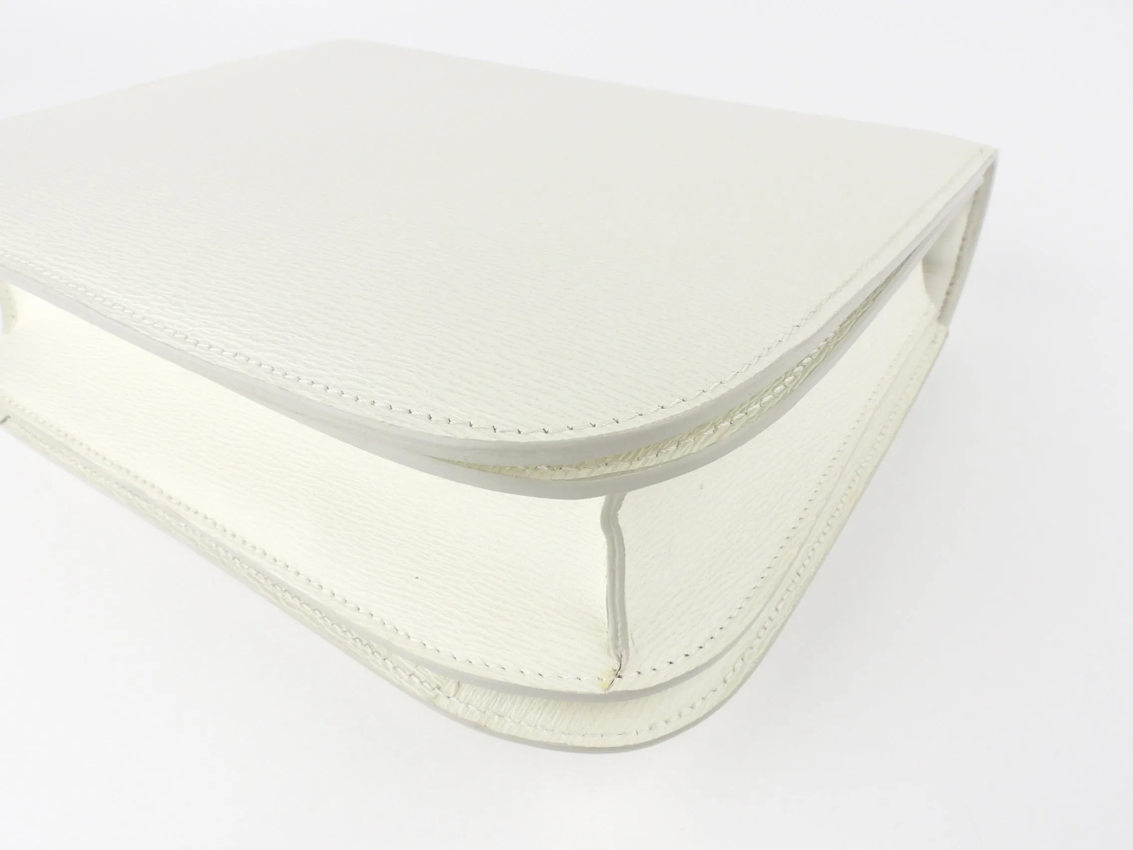 Celine White Textured Leather Medium Box Bag