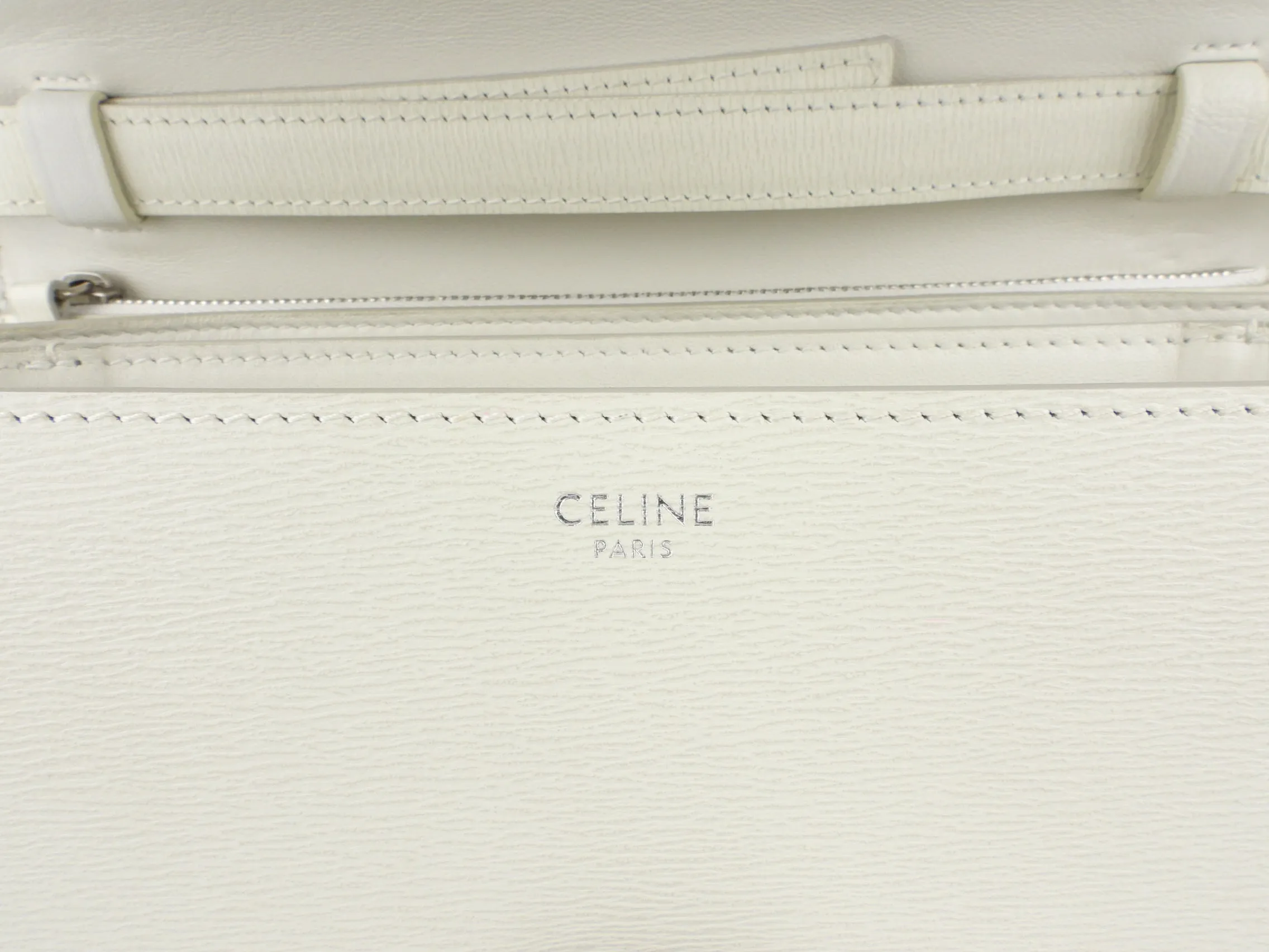 Celine White Textured Leather Medium Box Bag