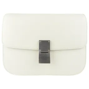 Celine White Textured Leather Medium Box Bag