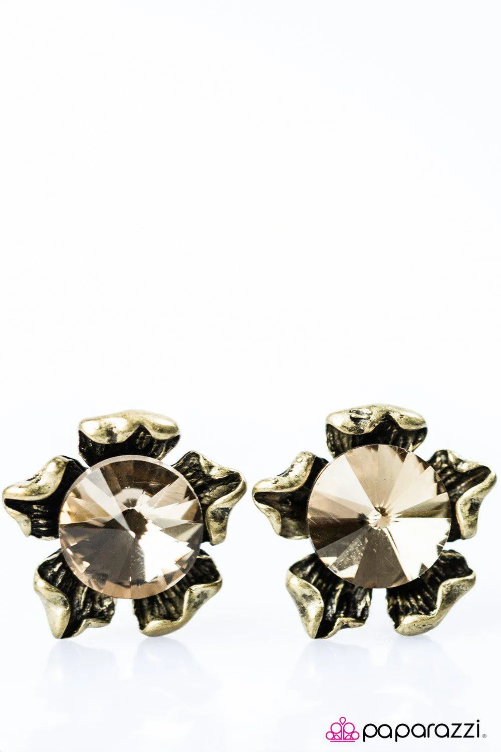 Chin Up Buttercup Brass Post Earrings - Paparazzi Accessories