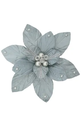 Clip on Poinsettia, Grey Silver