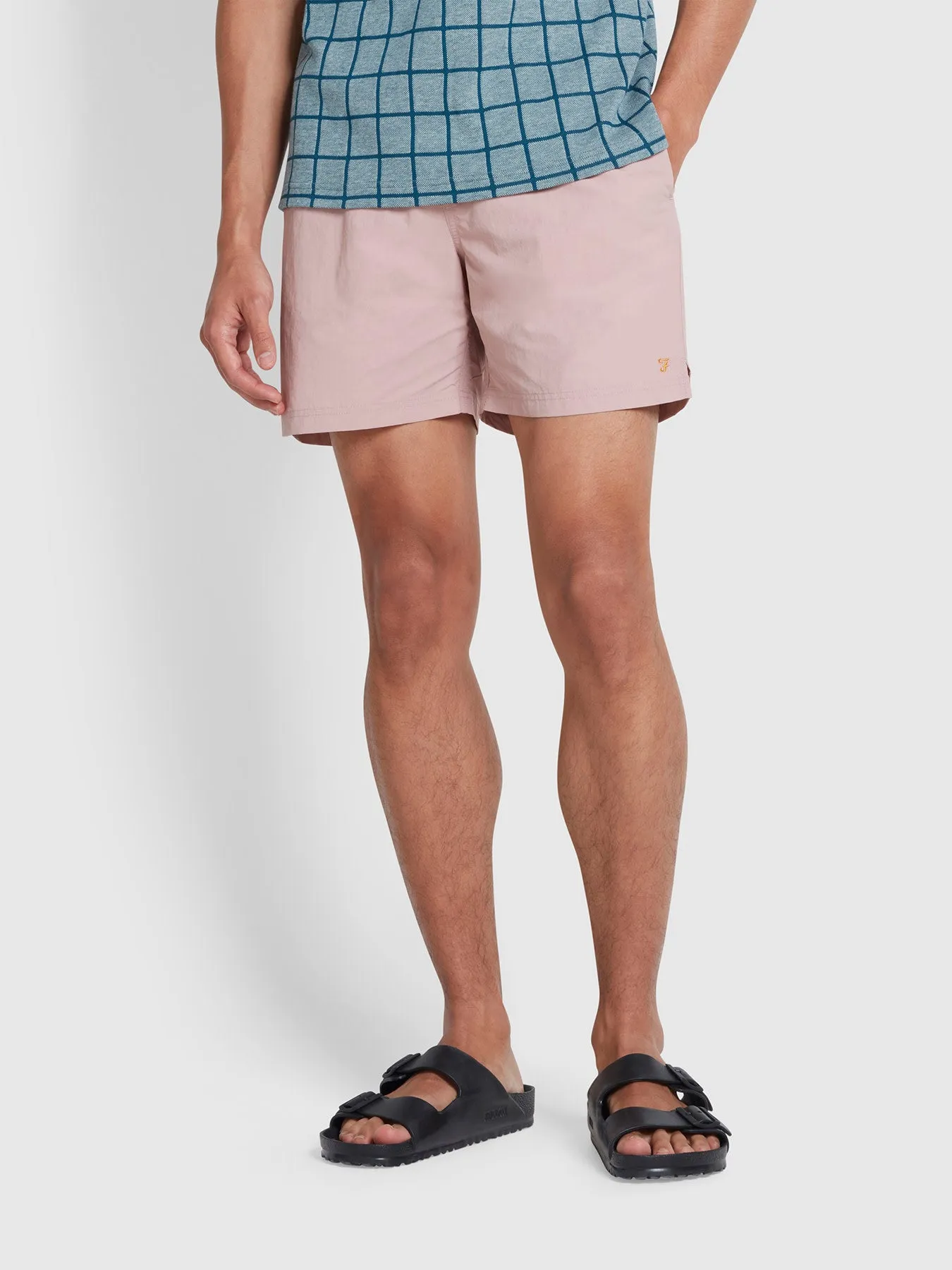 Colbert Regular Fit Plain Swim Shorts In Dark Pink