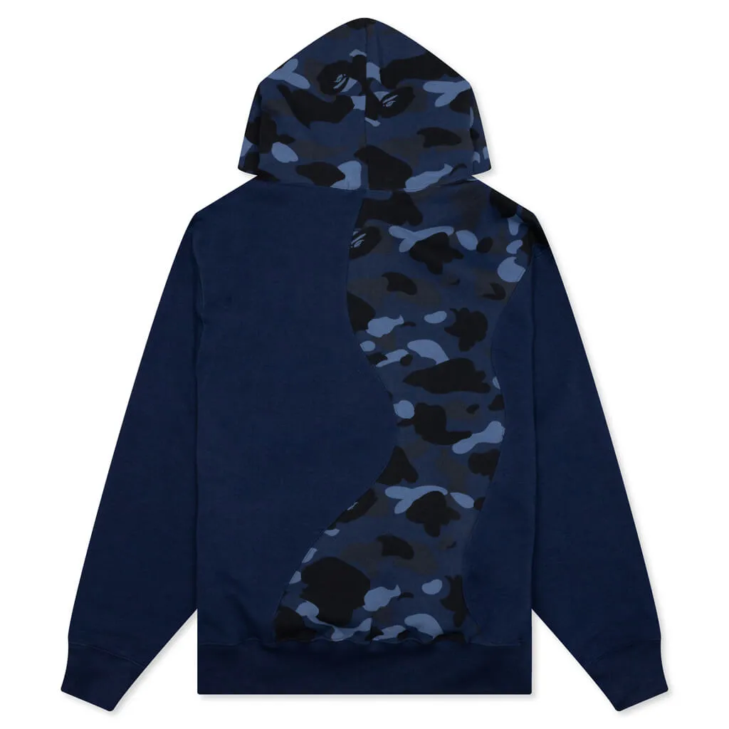 Color Camo College Cutting Relaxed Fit Hoodie - Navy