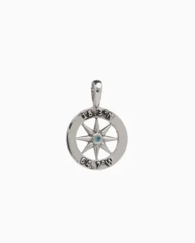 Compass Pendant with St. John Coordinates - Blue Zircon